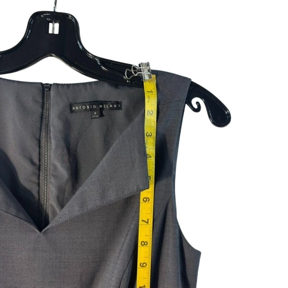 Antonio Melani Gray Sleeveless Sheath Dress With Pleated Skirt & Pockets Size 8 - Picture 12 of 13